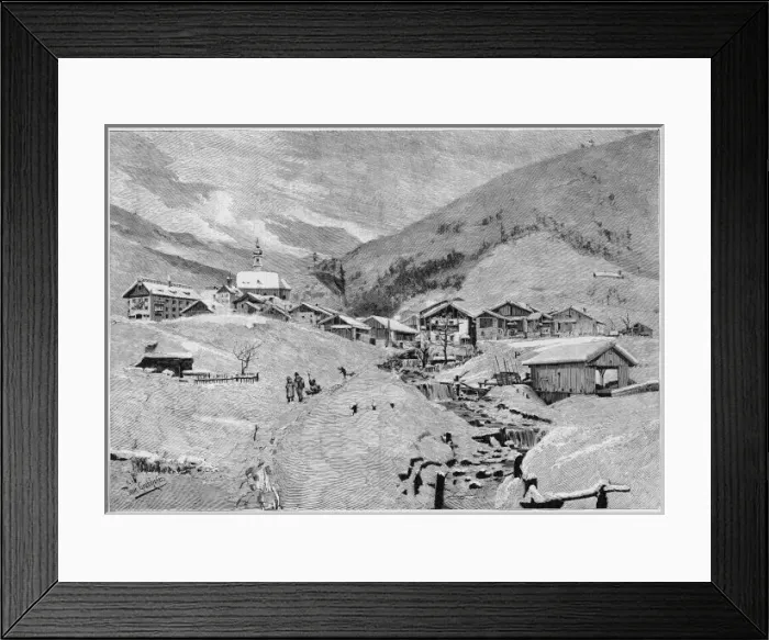 Framed Print : Tyrol Village under Snow Framed Print : Tyrol Village under Snow