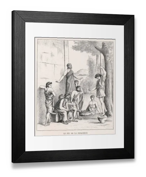 Framed Print : Greek Hanging Game Framed Print : Greek Hanging Game