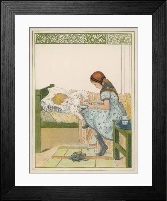 Framed Print : Sick Child & Girl Nurse Framed Print : Sick Child & Girl Nurse