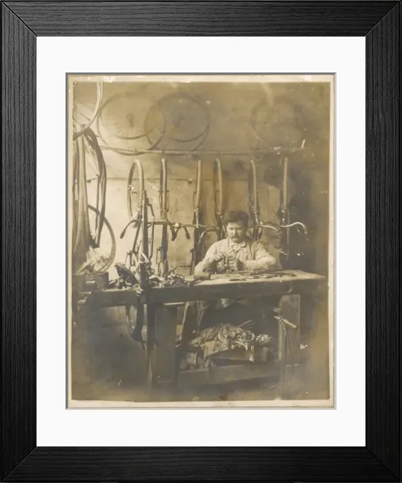 Framed Print : Cycle Repair 1909 Framed Print : Cycle Repair 1909