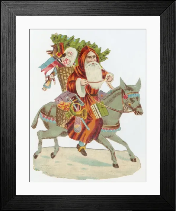 Framed Print : Santa on Donkey Framed Print : Santa on Donkey