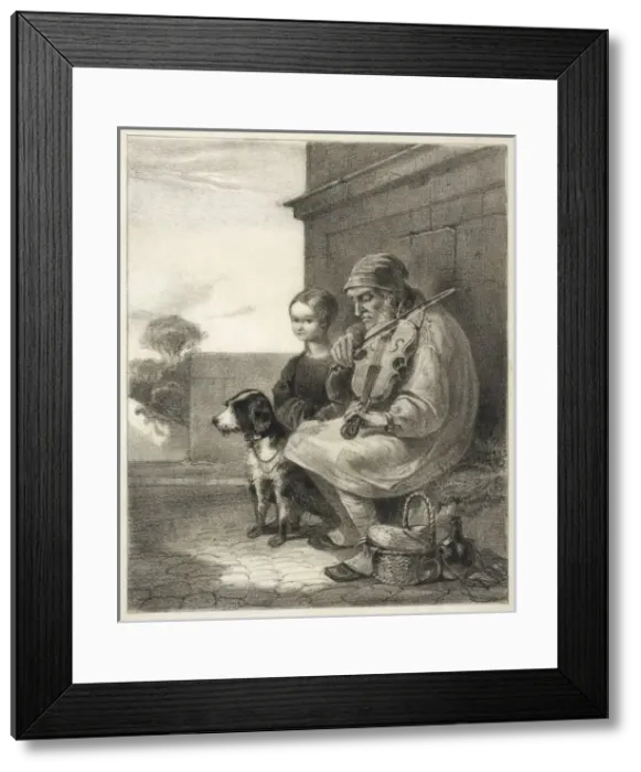 Framed Print : Blind Fiddler and Dog Framed Print : Blind Fiddler and Dog
