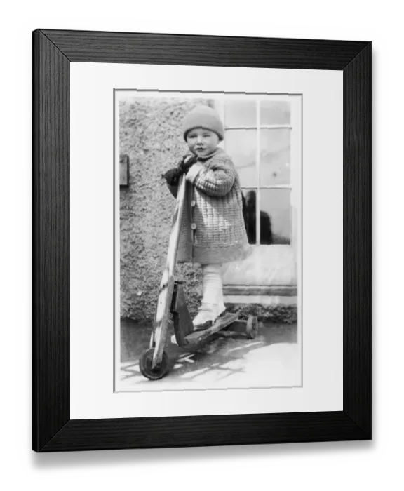 Framed Print : Boy on Home-Made Scooter Framed Print : Boy on Home-Made Scooter