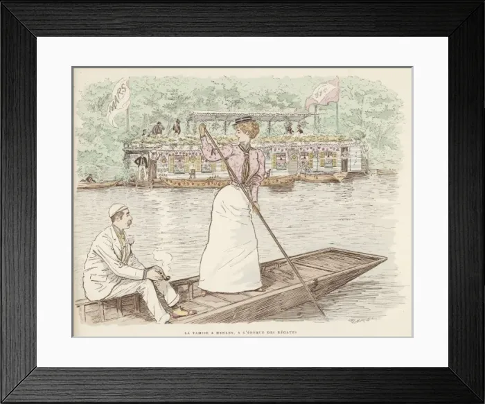 Framed Print : Henley / a Lady Punts Framed Print : Henley / a Lady Punts