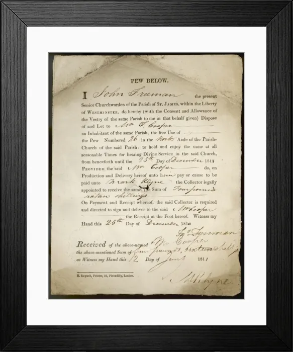 Framed Print : Pew Rent Receipt Framed Print : Pew Rent Receipt