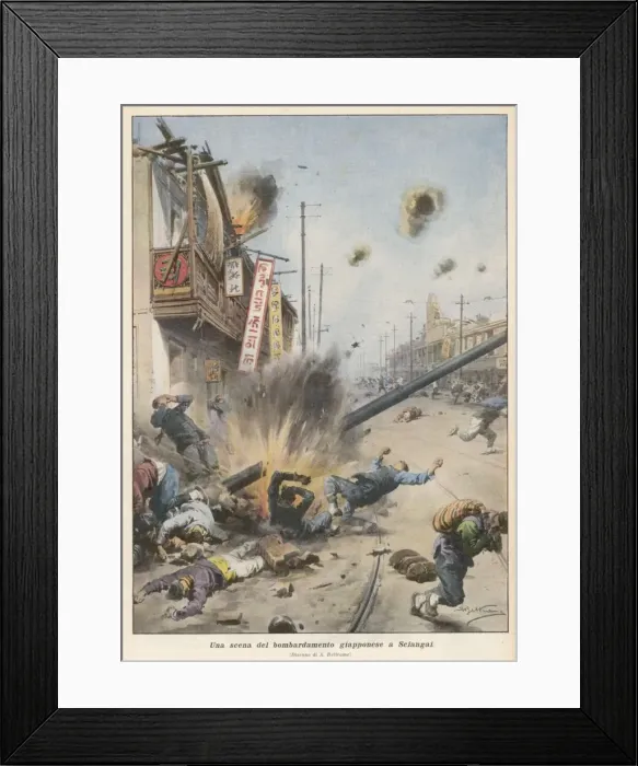 Framed Print : Japan Bombards Shanghai Framed Print : Japan Bombards Shanghai