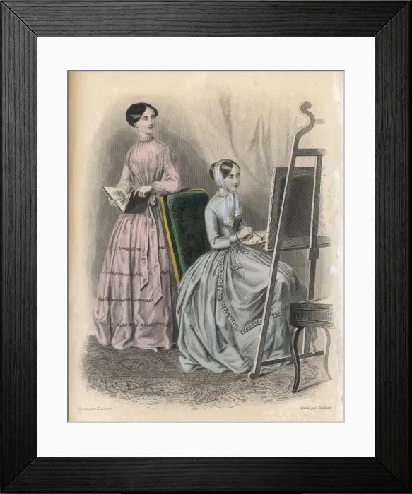 Framed Print : Lady Sits at Easel 1848 Framed Print : Lady Sits at Easel 1848