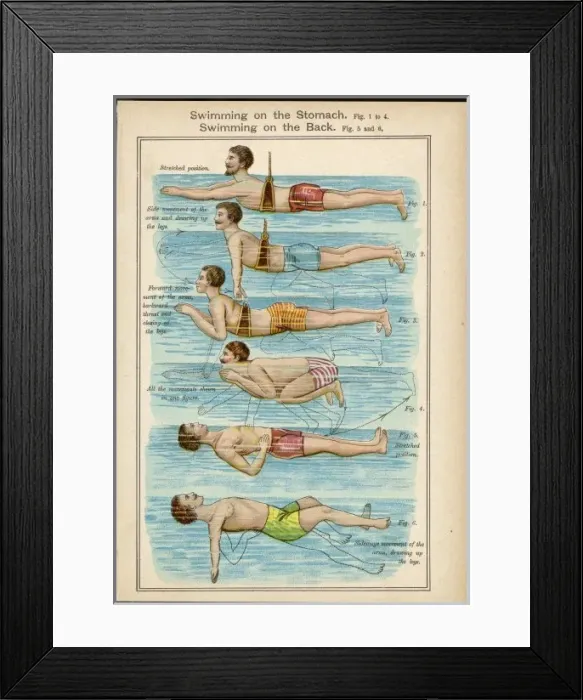 Framed Print : Learning to Swim 1898 Framed Print : Learning to Swim 1898