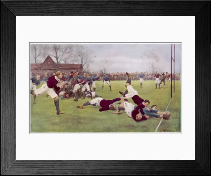 Framed Print : Rugby Try Scored 1897 Framed Print : Rugby Try Scored 1897