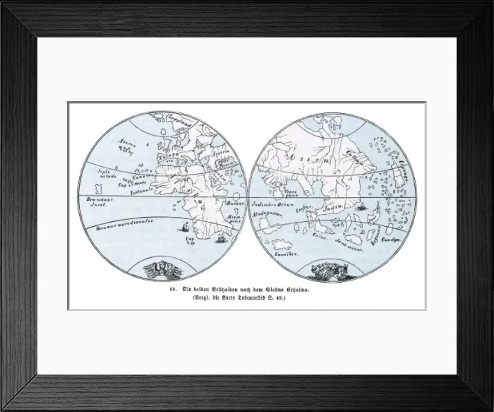 Framed Print : World Map / Behaim 1492 Framed Print : World Map / Behaim 1492
