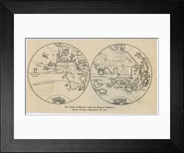 Framed Print : World Map / Behaim 1492 Framed Print : World Map / Behaim 1492