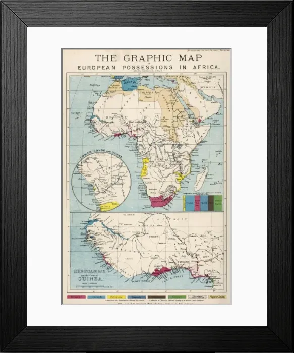 Framed Print : Map / Africa 1884 Graphic Framed Print : Map / Africa 1884 Graphic