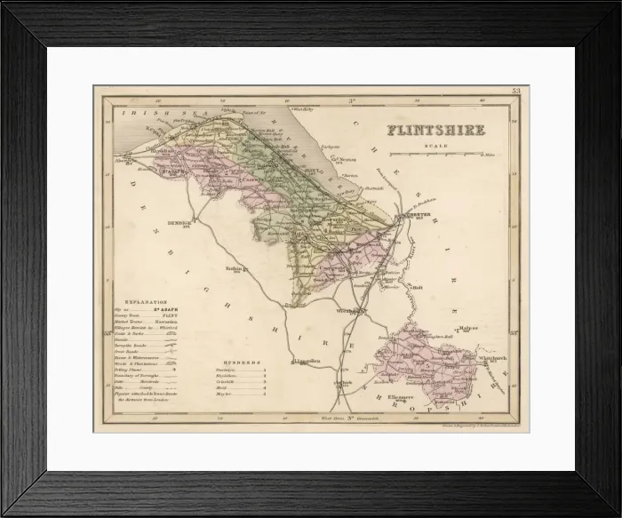 Framed Print : Map / Flintshire C1857 Framed Print : Map / Flintshire C1857