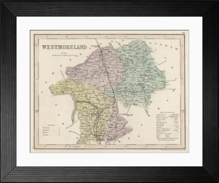 Framed Print : Map / Westmoreland C1857 Framed Print : Map / Westmoreland C1857