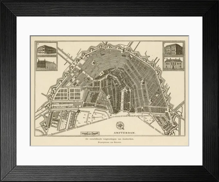 Framed Print : Map / Netherlands / Amsterda Framed Print : Map / Netherlands / Amsterda