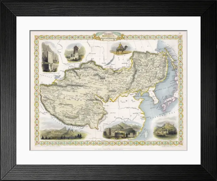 Framed Print : Map / Asia / Tibet Etc 1845 Framed Print : Map / Asia / Tibet Etc 1845