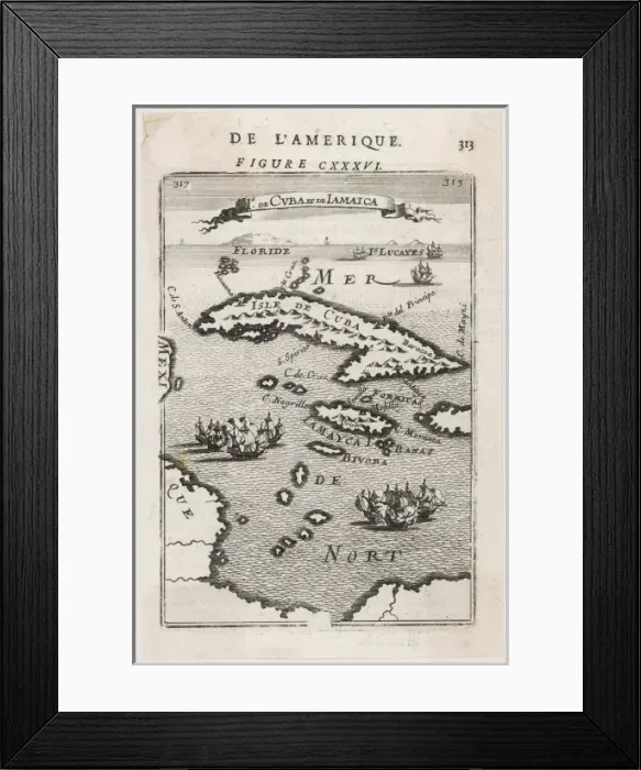 Framed Print : Map / West Indies 1683 Framed Print : Map / West Indies 1683