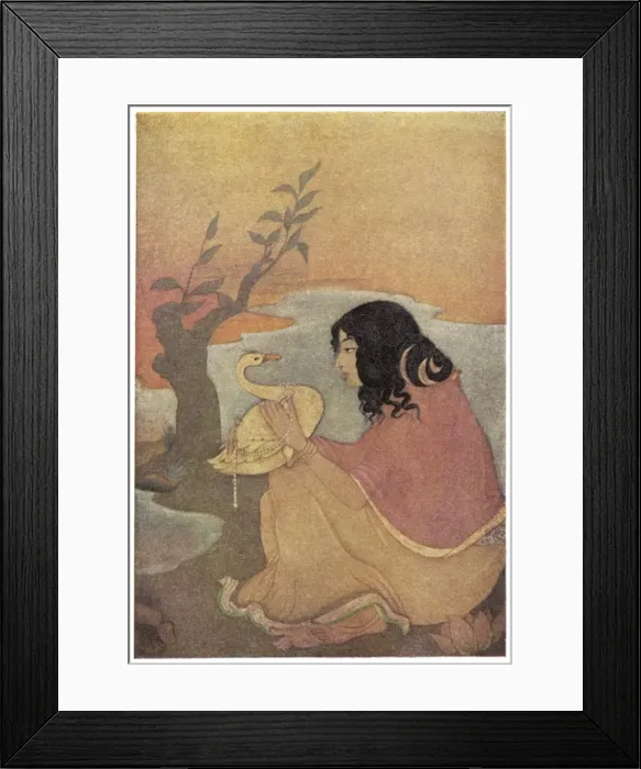 Framed Print : Damayanti with Swan Framed Print : Damayanti with Swan
