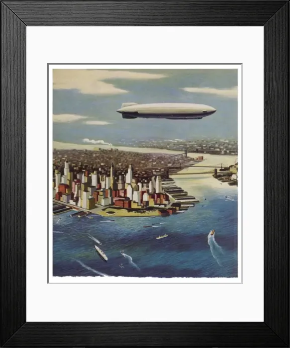 Framed Print : Airship over New York Framed Print : Airship over New York