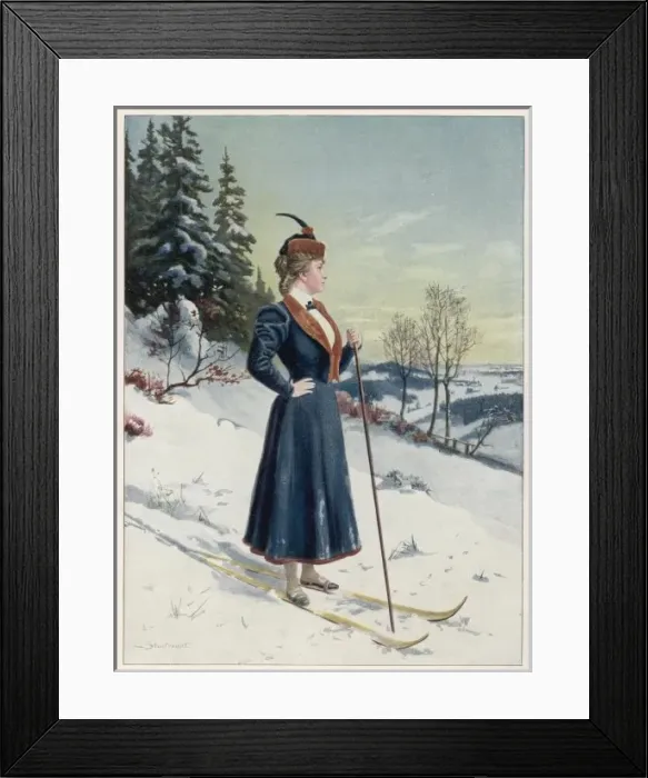 Framed Print : Lady Skier 1899 Framed Print : Lady Skier 1899