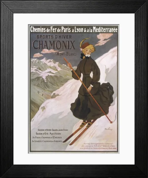 Framed Print : Ad for Chamonix Skiing Framed Print : Ad for Chamonix Skiing