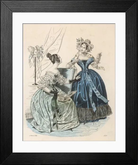 Framed Print : Blue Gowns 1837 Framed Print : Blue Gowns 1837
