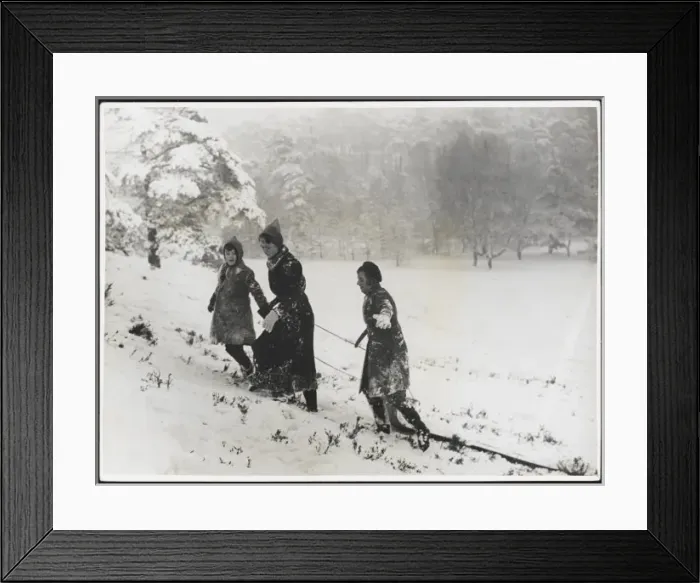 Framed Print : Family Sledging C1940 Framed Print : Family Sledging C1940
