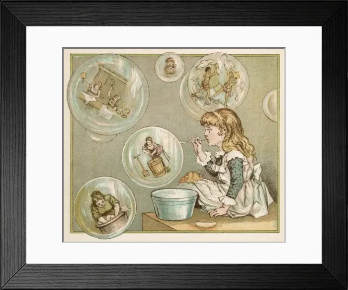 Framed Print : Girl Blowing Bubbles Framed Print : Girl Blowing Bubbles