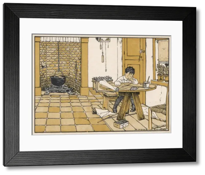 Framed Print : Boy Starts Making Kite Framed Print : Boy Starts Making Kite