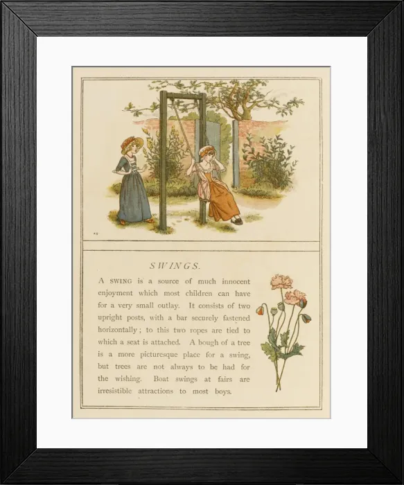 Framed Print : Girls Swinging 1889 Framed Print : Girls Swinging 1889