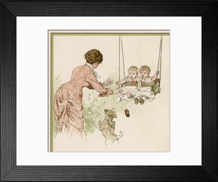 Framed Print : Babies Swinging 1893 Framed Print : Babies Swinging 1893