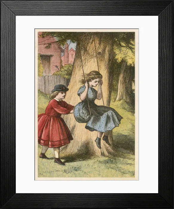 Framed Print : Girl on Swing C1860 Framed Print : Girl on Swing C1860