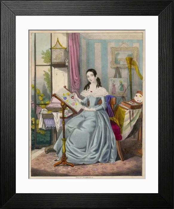 Framed Print : Young Lady Sewing 1840S Framed Print : Young Lady Sewing 1840S