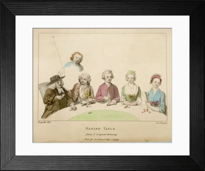 Framed Print : Hazard Table Gambling Framed Print : Hazard Table Gambling