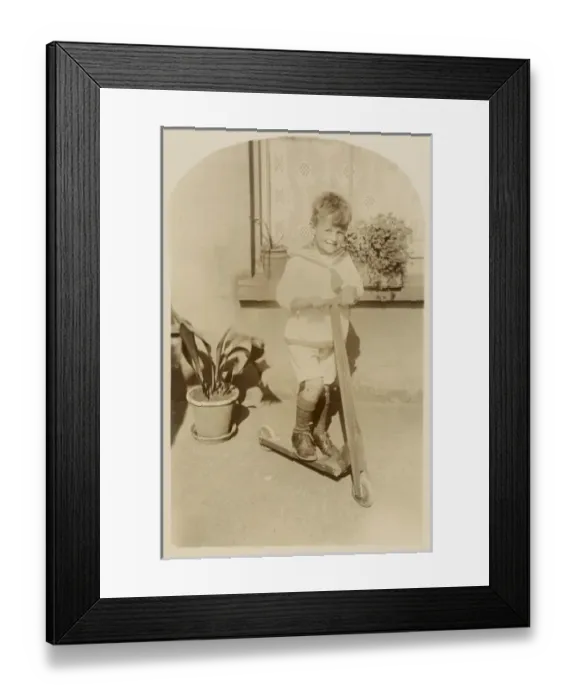 Framed Print : Boy on Toy Scooter Framed Print : Boy on Toy Scooter