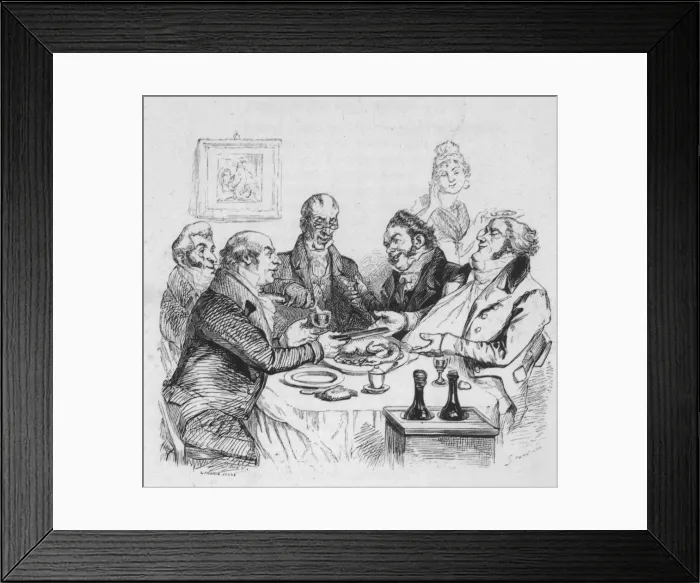 Framed Print : Men Dine on Capons 1840 Framed Print : Men Dine on Capons 1840