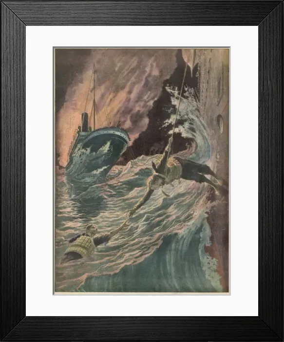 Framed Print : Volturno Ablaze 1913 Framed Print : Volturno Ablaze 1913