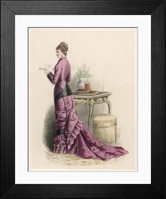 Framed Print : Pink & Black Dress 1878 Framed Print : Pink & Black Dress 1878