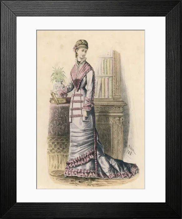 Framed Print : Pink & Blue Dress 1878 Framed Print : Pink & Blue Dress 1878