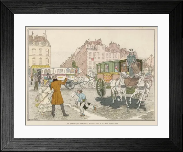 Framed Print : Paris Street / Buses C1830 Framed Print : Paris Street / Buses C1830