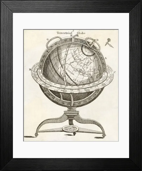 Framed Print : Terrestrial Globe Framed Print : Terrestrial Globe