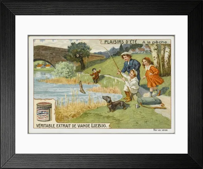 Framed Print : Children Fishing / Liebig Framed Print : Children Fishing / Liebig
