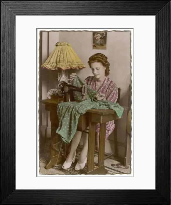 Framed Print : French Woman Sews / Singer Framed Print : French Woman Sews / Singer