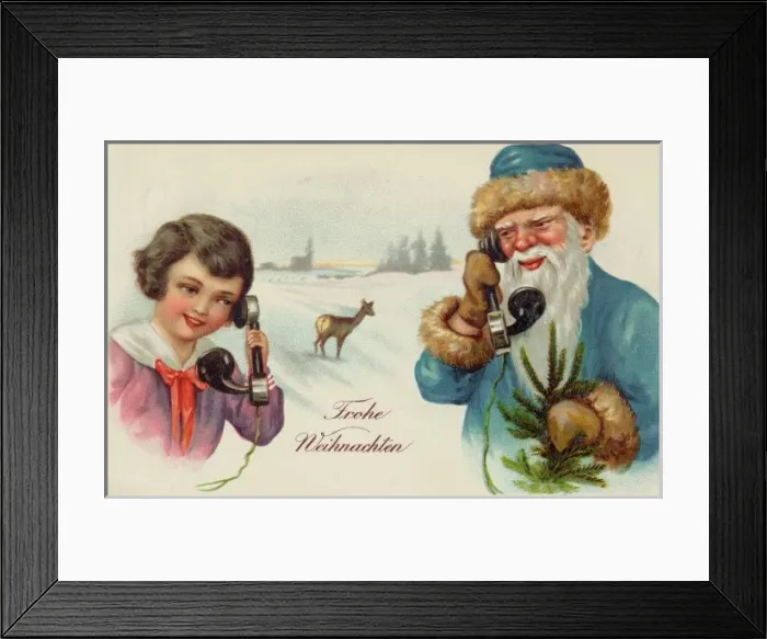 Framed Print : Santa Phones Framed Print : Santa Phones