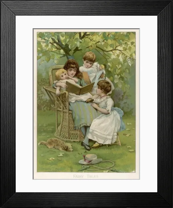 Framed Print : Children Read in Garden Framed Print : Children Read in Garden