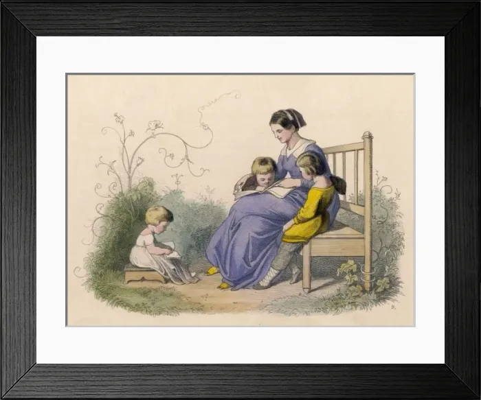 Framed Print : Mother & Children Read Framed Print : Mother & Children Read