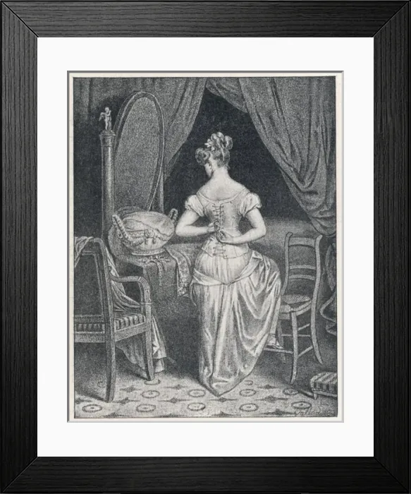 Framed Print : Doing up her own Corset Framed Print : Doing up her own Corset