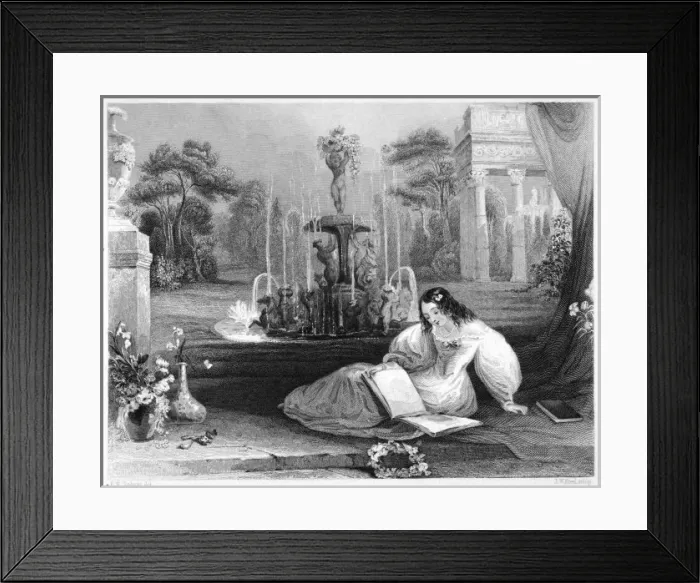 Framed Print : Reading by a Fountain Framed Print : Reading by a Fountain
