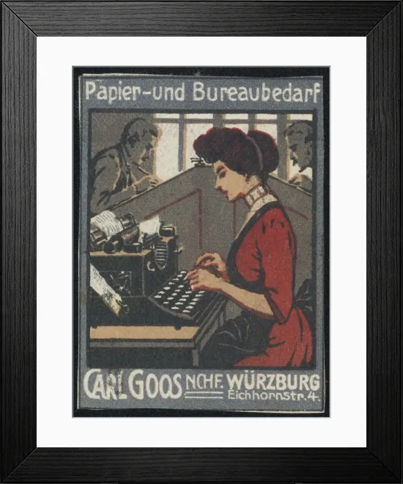 Framed Print : German Typist Typing Framed Print : German Typist Typing