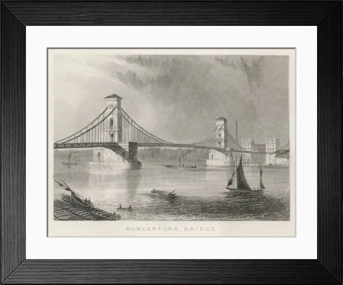 Framed Print : Hungerford Bridge 1846